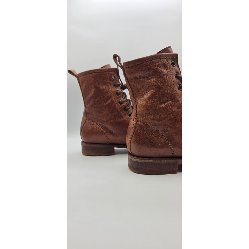 Frye Veronica Women's Combat Boots 8 B Cognac Brown Leather Lace Up Goodyear - Picture 14 of 16